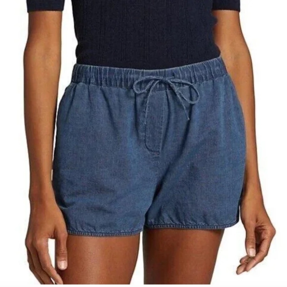 Nili Lotan Tilly Cotton Chambray Shorts in Deep Indigo